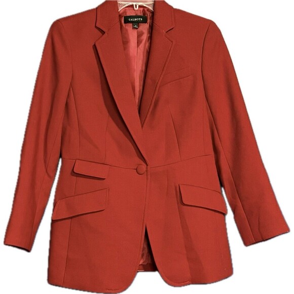 NWOT Women's TALBOTS RED BLAZER Wool Blend Sz 4 Office Executive - Picture 1 of 4